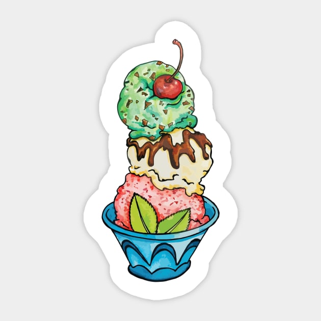 Ice Cream Sundae Sticker by artfulfreddy
